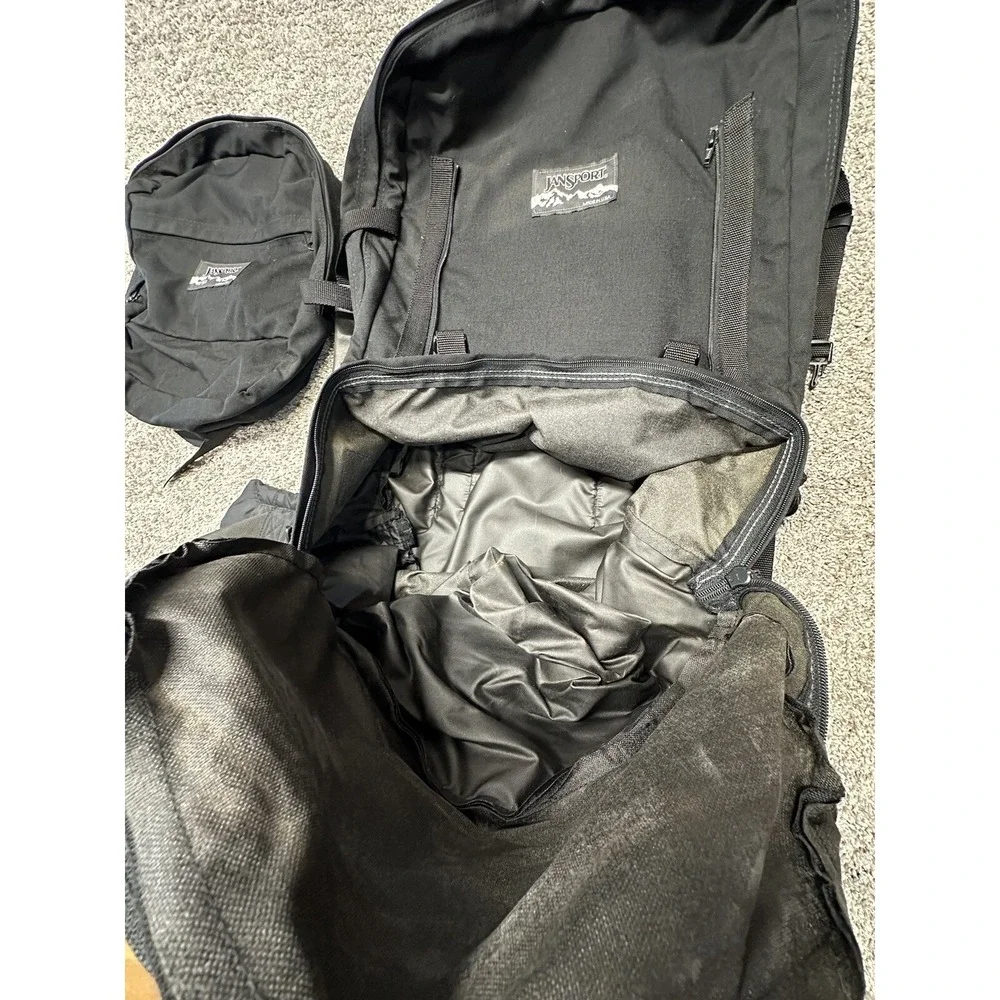 Vtg JANSPORT Made In USA Double Backpack Hiking Camping Duffle Big Bag